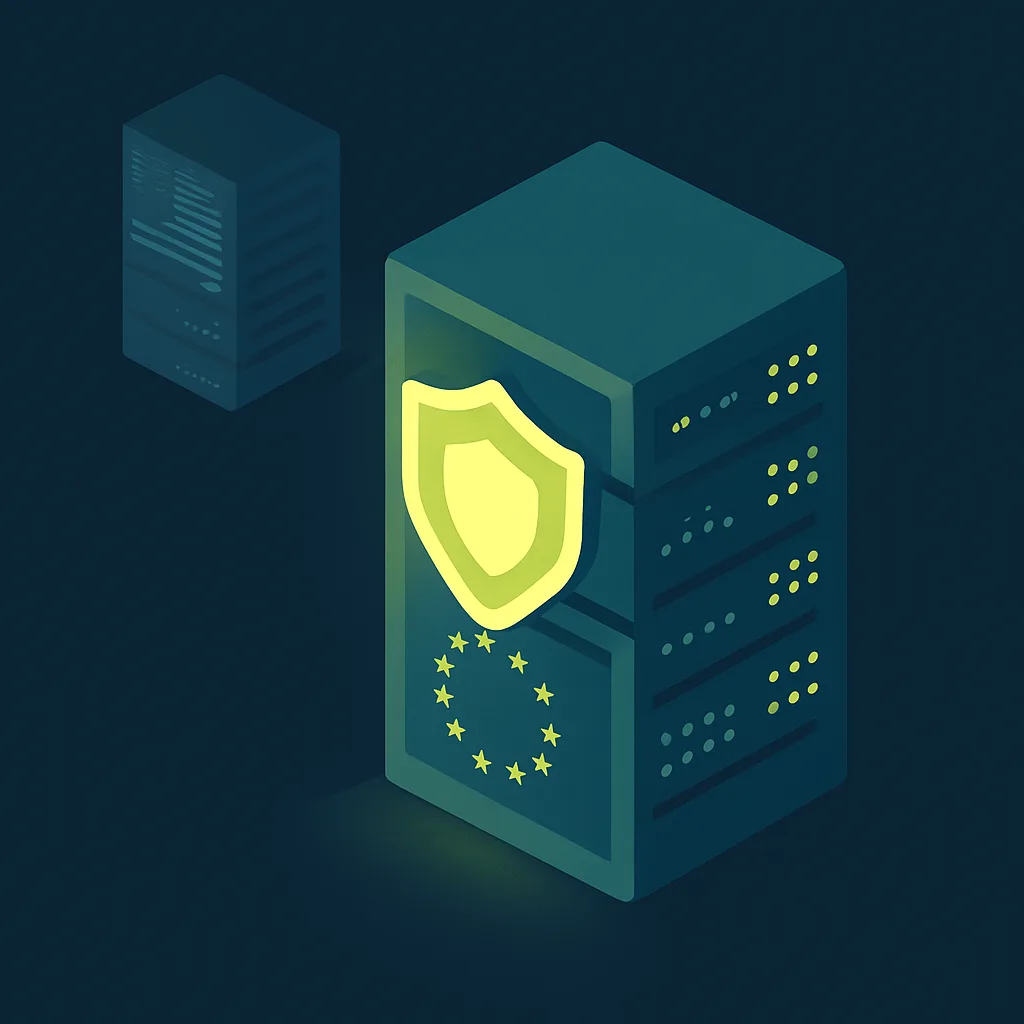 Secure European server illustrating sovereignty and GDPR