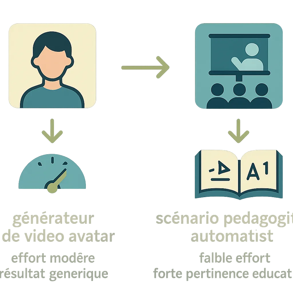 Diagram comparing effort and relevance between two video solutions