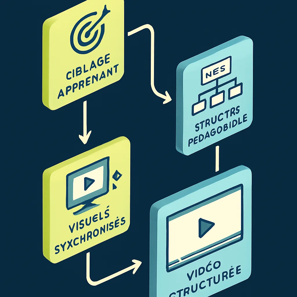 Stylised diagram of a structured instructional video process