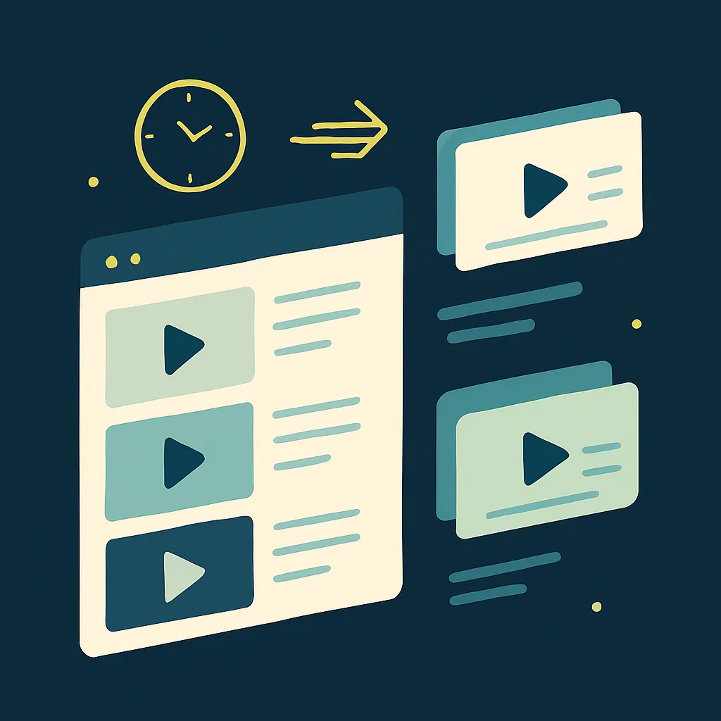 Illustration of a digital dashboard with video modules updated quickly
