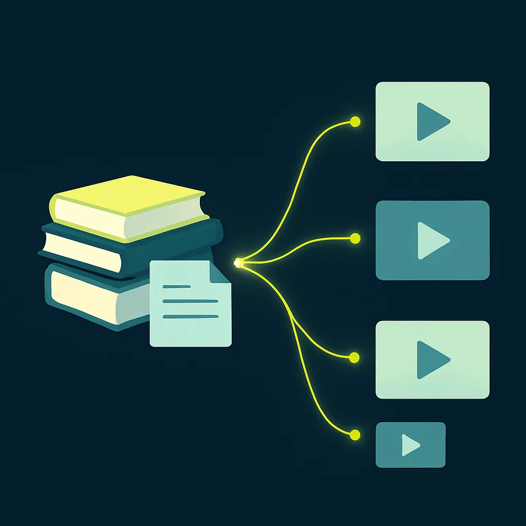 Illustration of expertise being turned into multiple video modules