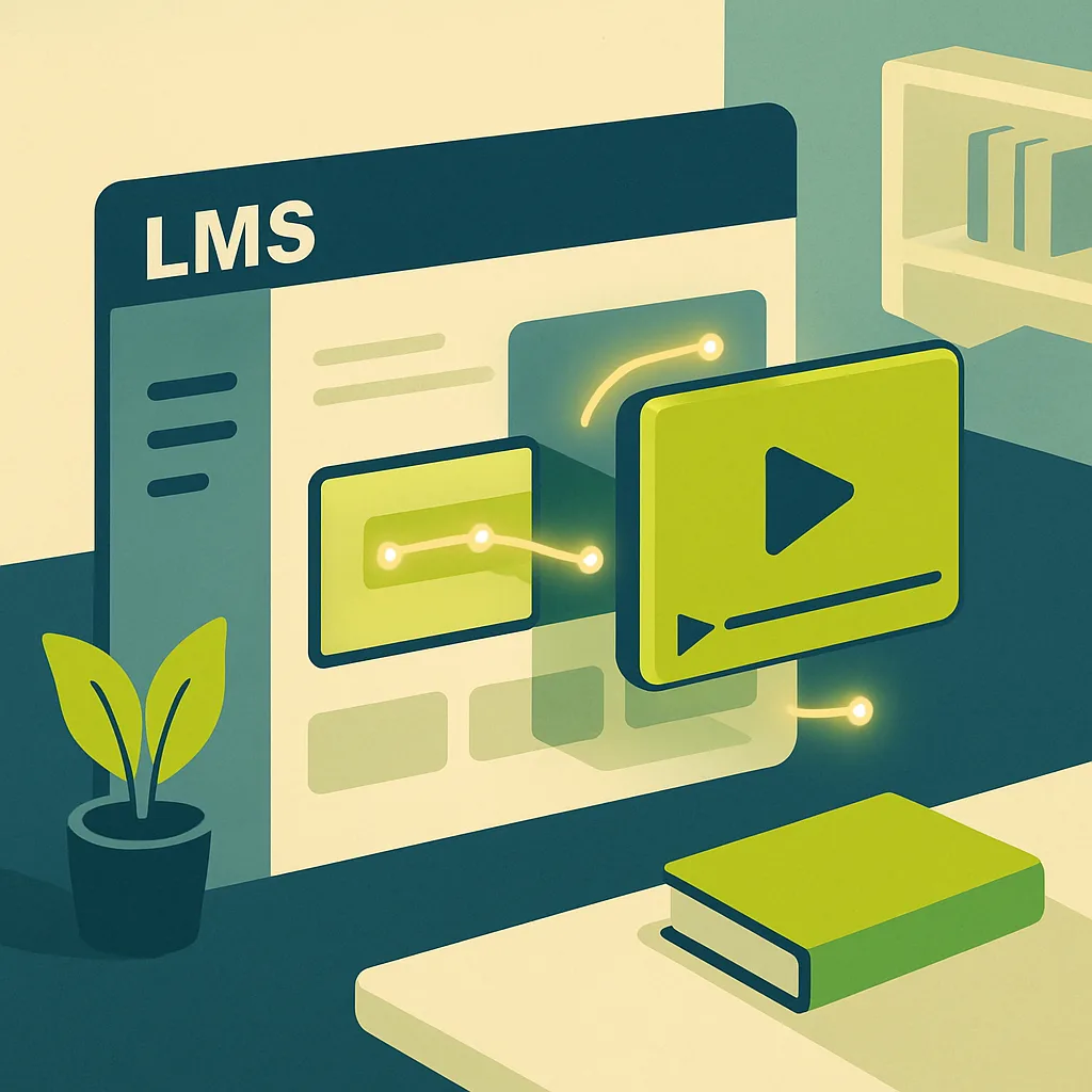 Illustration of a video module embedded in an LMS.