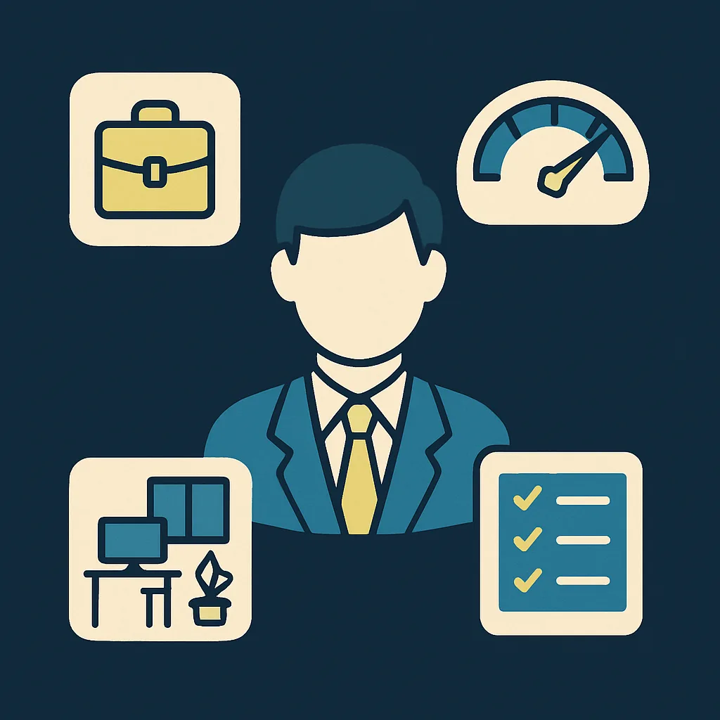 Modular avatar with elements of job, level, context and checklist