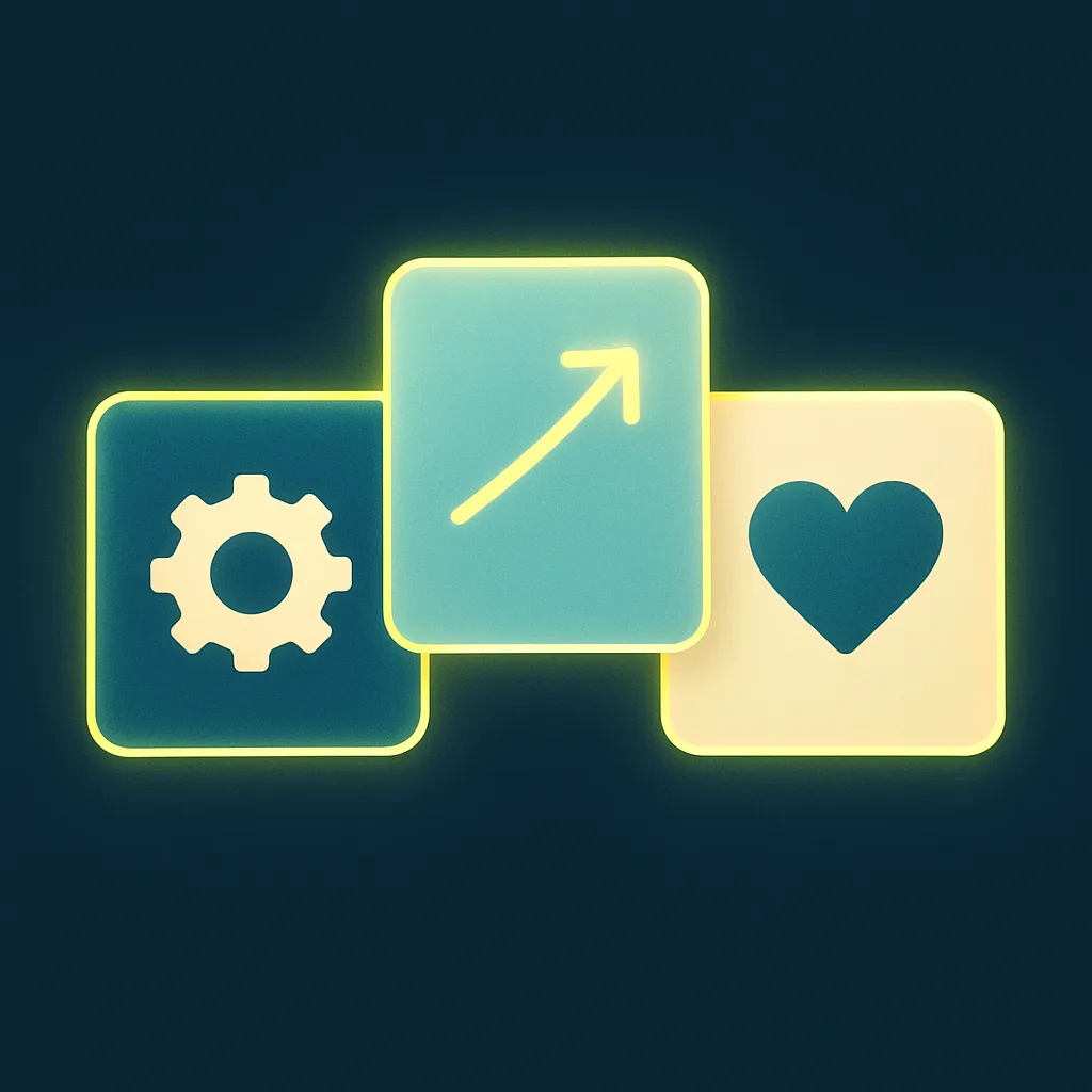 Three blocks illustrating Feature, Advantage and Benefit linked together.