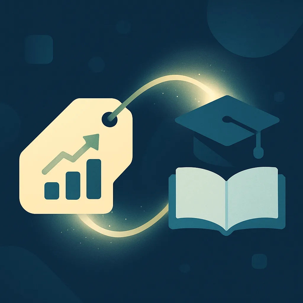 Illustration of the shift from sales to training with linked icons.