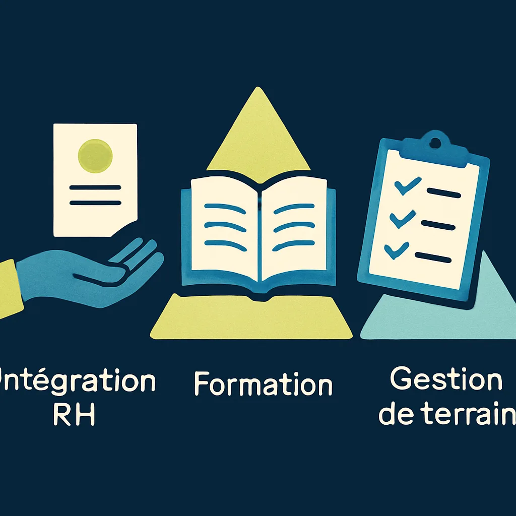 Illustration of the different use cases of micro-learning for HR, training and the field.