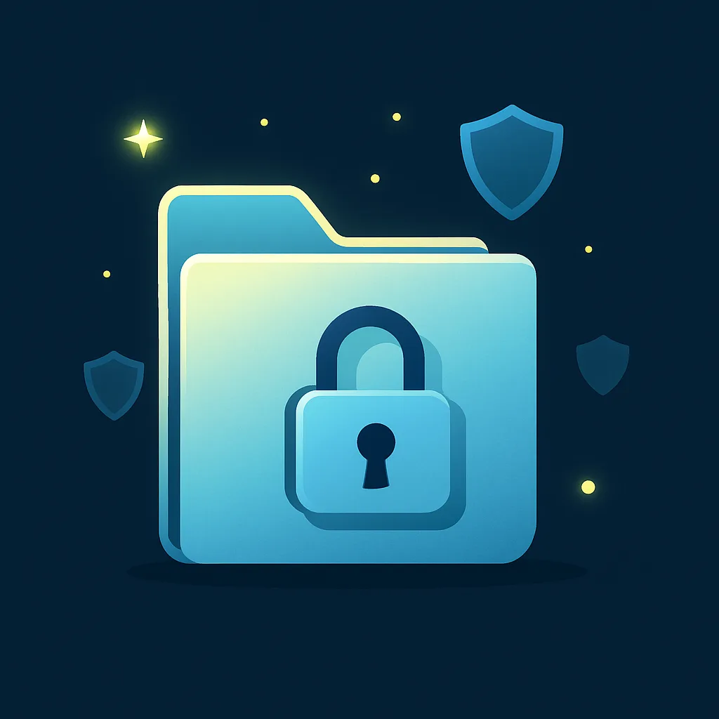 Illustration of a closed folder with a padlock to symbolise confidentiality.