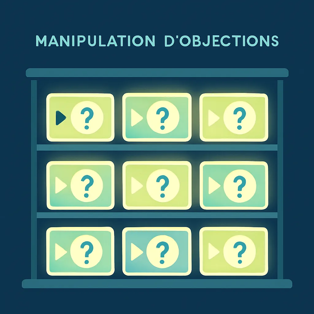 Illustration of a video library for handling objections