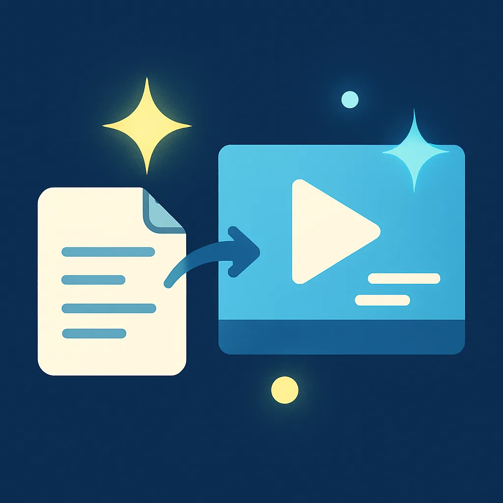Illustration of a paper document turning into a dynamic video player.