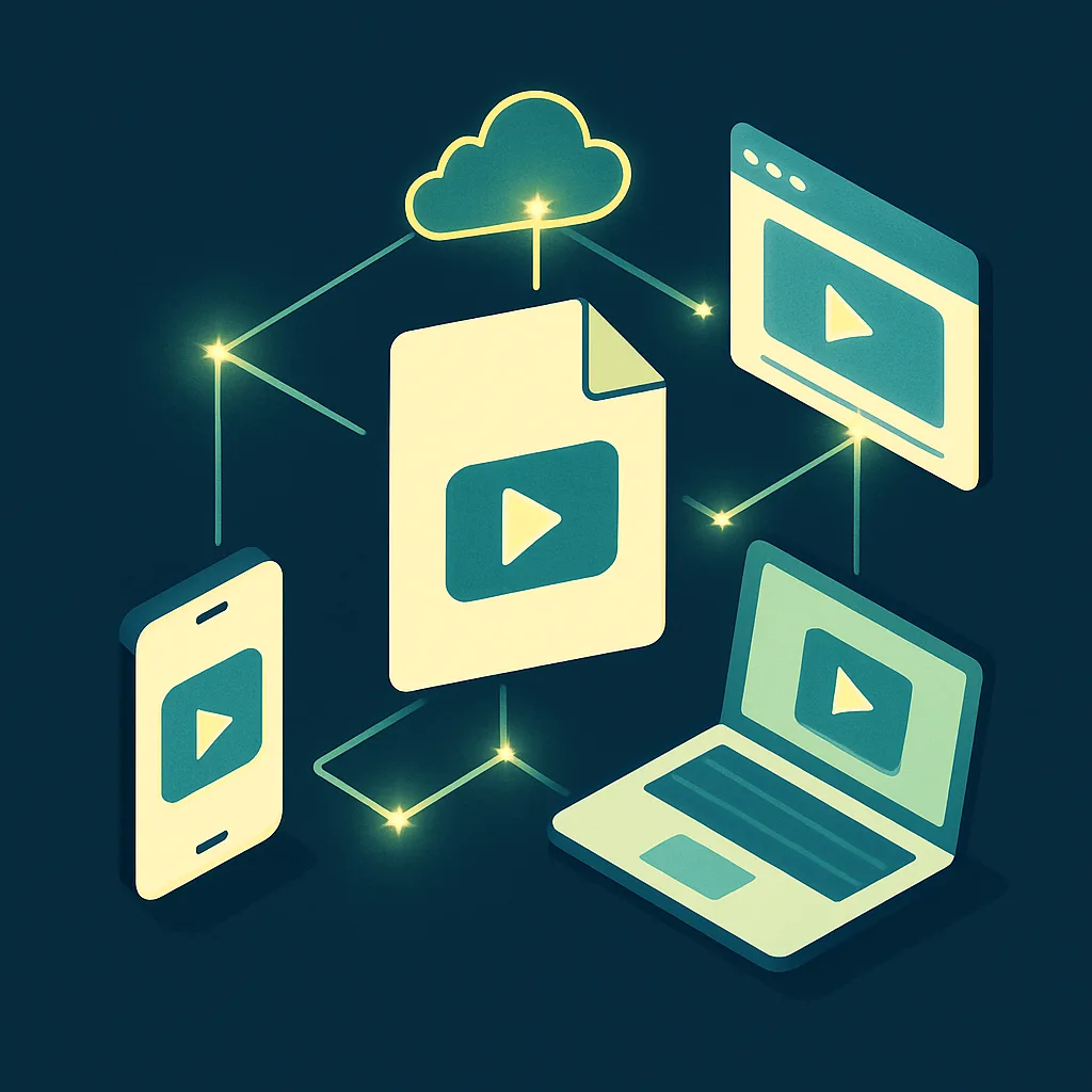 Distribution of training videos to multiple devices and an LMS.