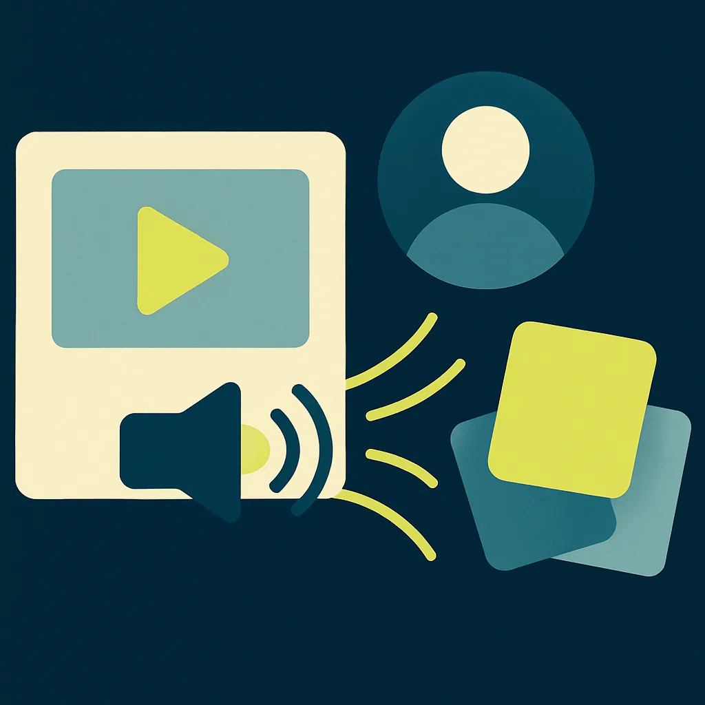 Video, avatar and brand colours in a harmonious composition